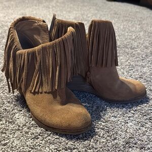 Lucky Brand Brown Fringe Ankle Boots